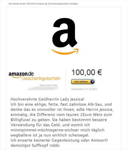 geldsklaven sau schickt amazongutschein